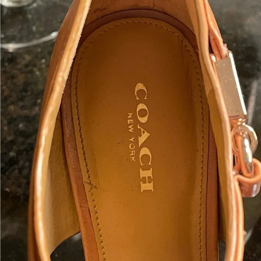 COACH Wexwood Tan Stiletto Heels Open Toe Sandals Size 8.5 - Picture 5 of 8